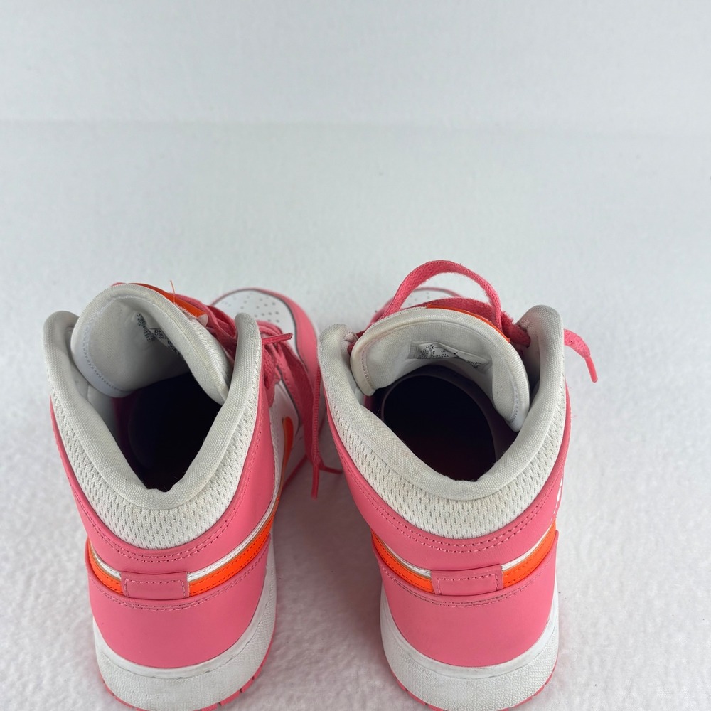 Nike Air Jordan 1 Mid GS Pink Orange White Sneakers Sz 5.5 Y Streetwear Retro - Picture 7 of 10